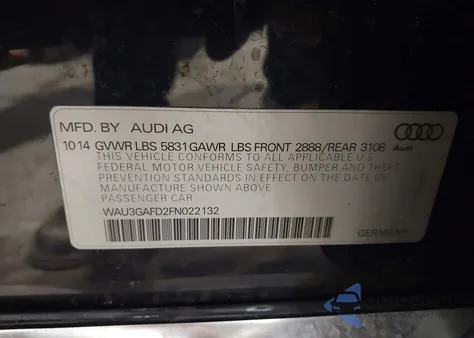 2015 Audi A8 L 3.0T из США, поврежденный, VIN WAU3GAFD2FN022132